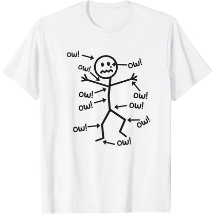Funny "Ow!" Stick Figure Graphic T-Shirt