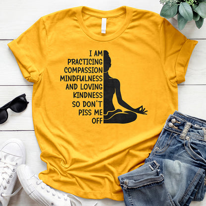 Practicing Compassion Funny Yoga T-Shirt – So Don't Piss Me 