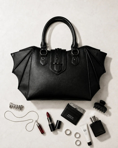 Gothic Batwing Vegan Leather Tote Bag