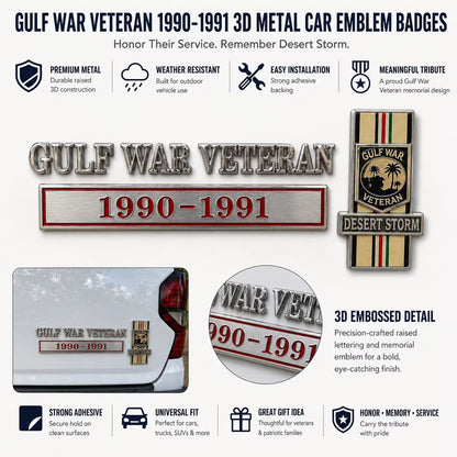 Veteran Service 3D Metal Car Emblem Collection