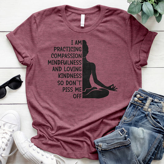 Practicing Compassion Funny Yoga T-Shirt – So Don't Piss Me 