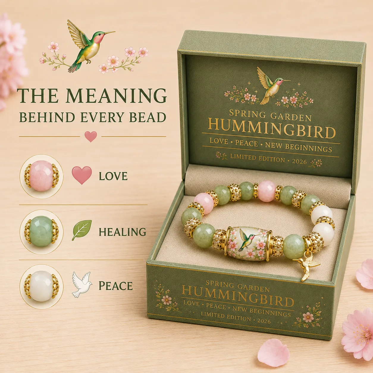 Handcrafted Hummingbird Healing Bracelet — A Gift of Love, Peace & Hope