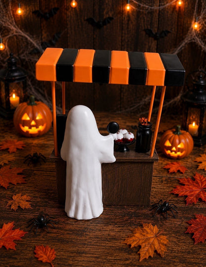 Freshly Boo'd Coffee Ghost Cart — Halloween Tabletop Decor