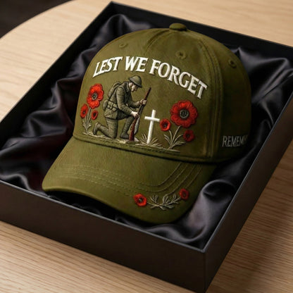 Lest We Forget Remembrance Hat - Premium Embroidered Edition