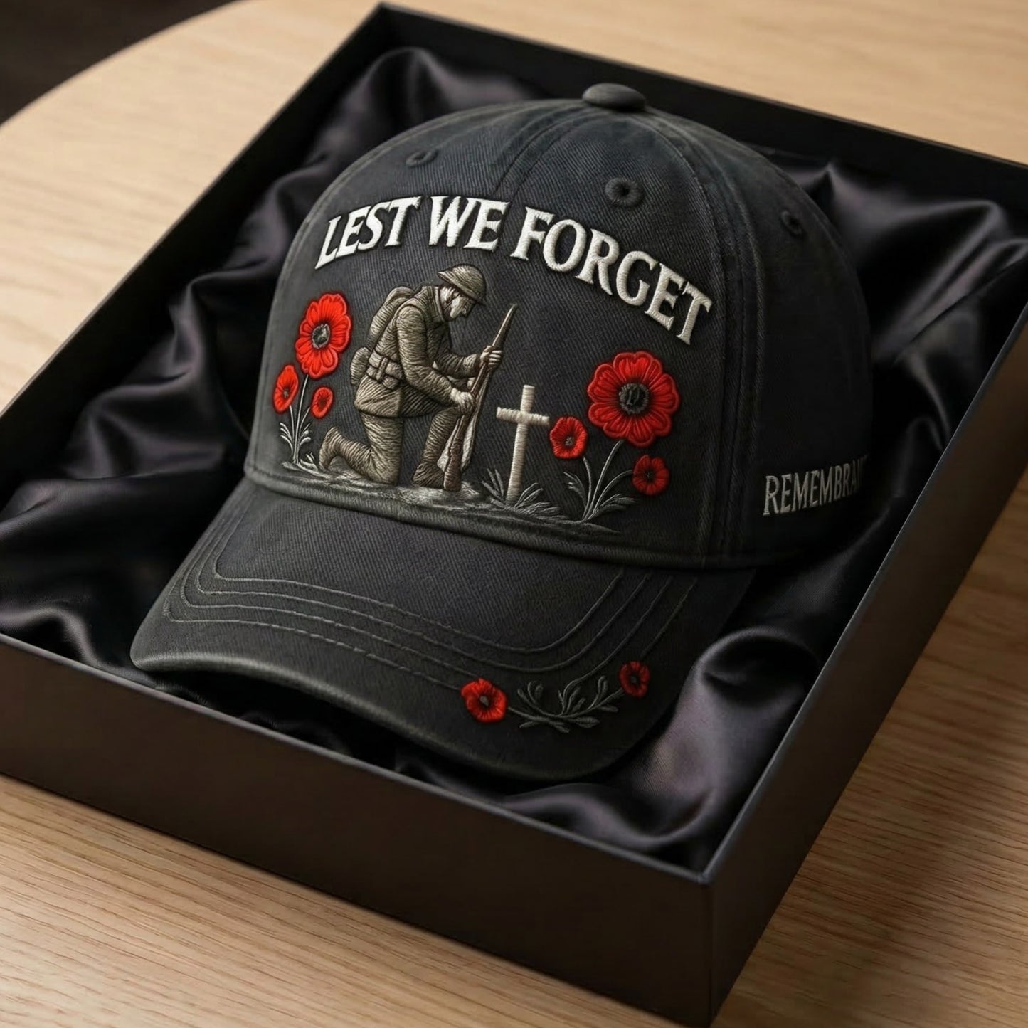 Lest We Forget Remembrance Hat - Premium Embroidered Edition