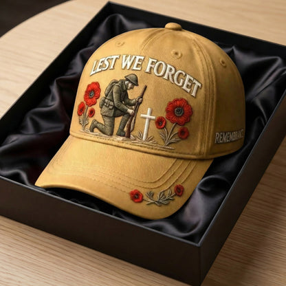 Lest We Forget Remembrance Hat - Premium Embroidered Edition