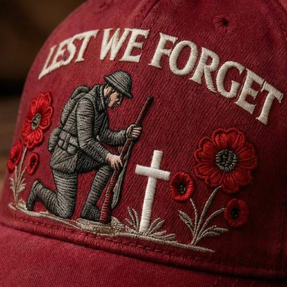 Lest We Forget Remembrance Hat - Premium Embroidered Edition