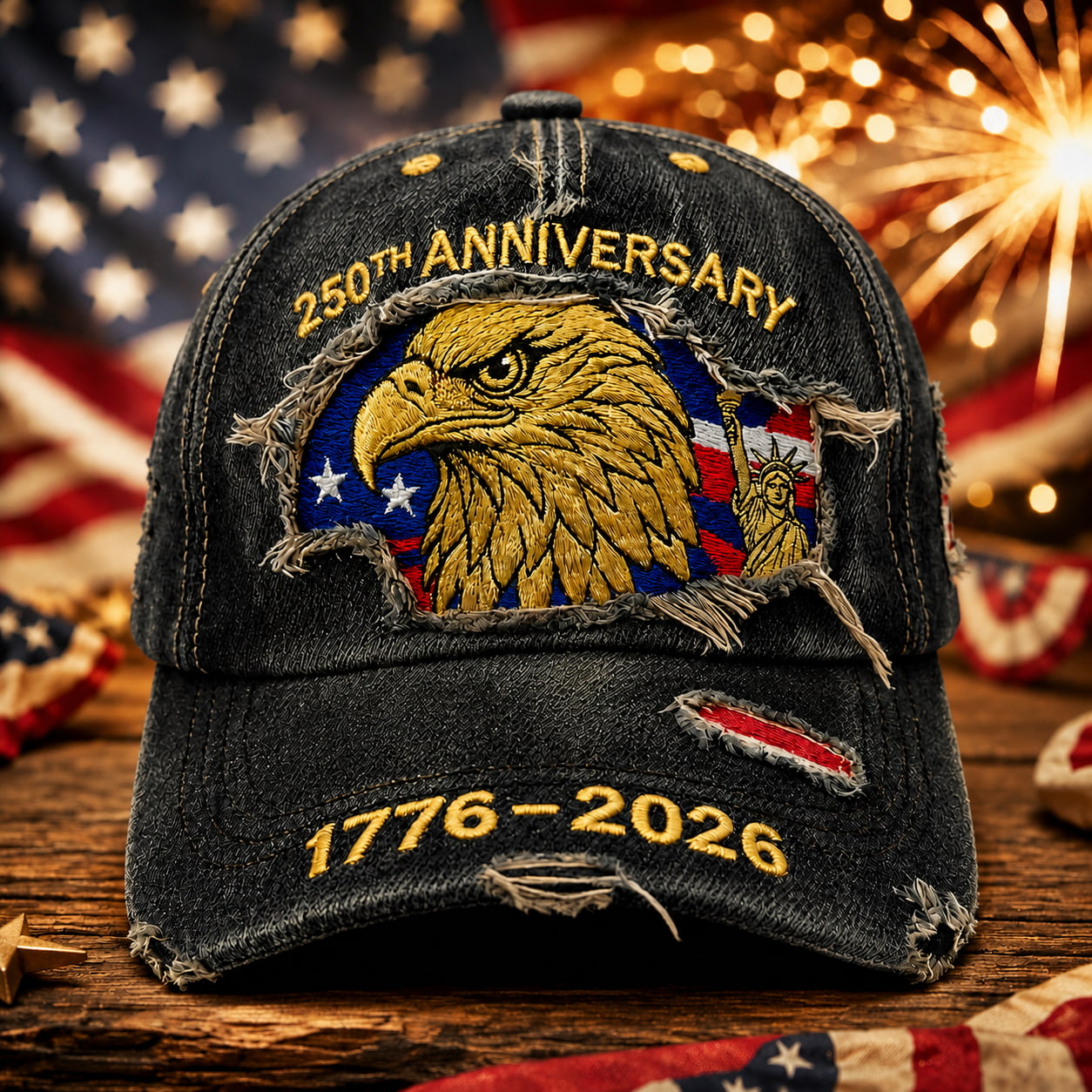 US 250th Anniversary Liberty Eagle Hat – Embroidered Edition