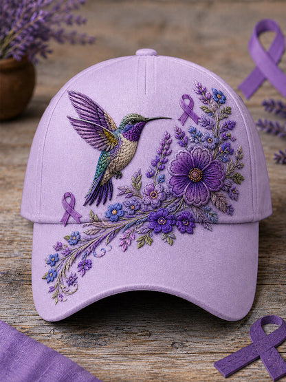 Light purple Alzheimer's awareness hummingbird hat
