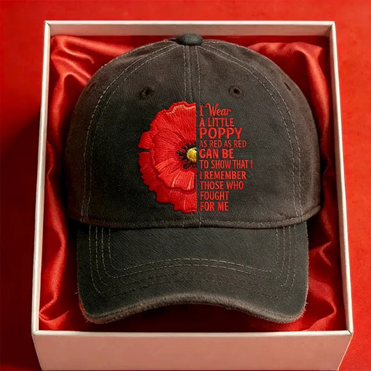 Red Poppy Embroidered Remembrance Cap