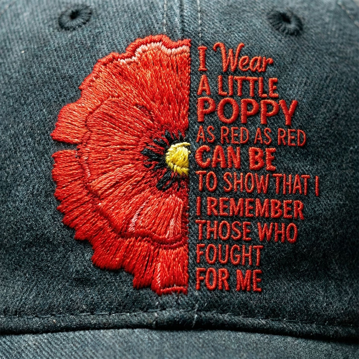 Red Poppy Embroidered Remembrance Cap