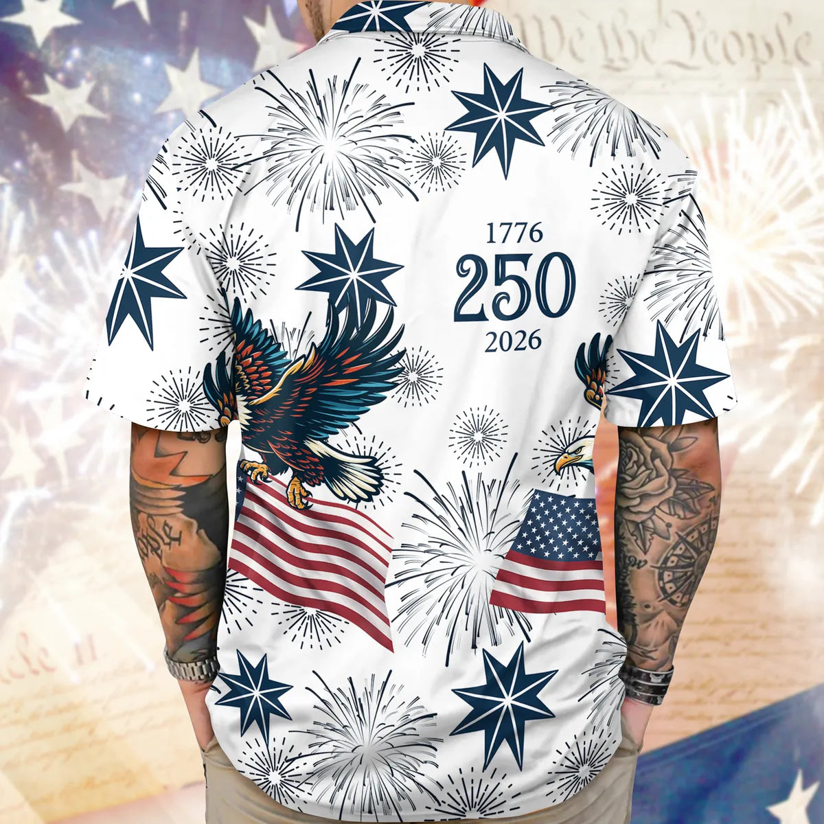 Men's American 250th Anniversary Art Print Hawaiian Shirt