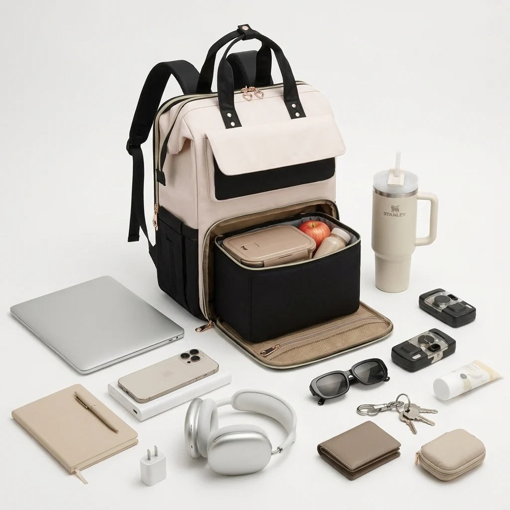 Modern Lunch Backpack with Removable Lunch Bag