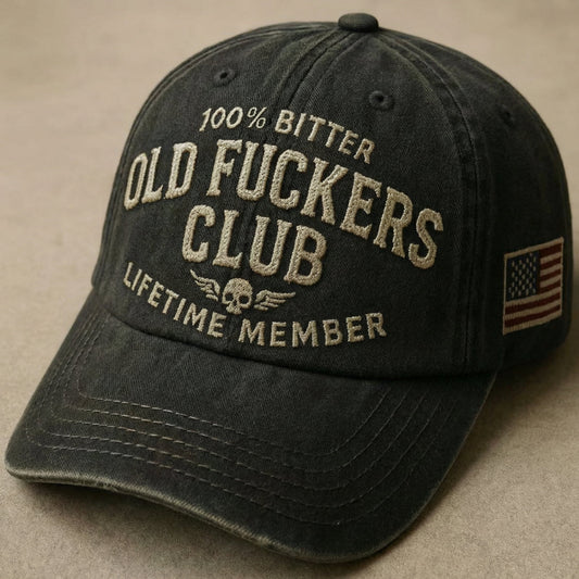 Old Fuckers Club Vintage Baseball Cap - Premium Embroidered Edition
