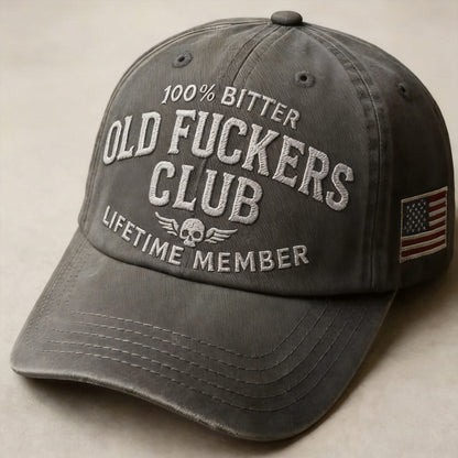 Old Fuckers Club Vintage Baseball Cap - Premium Embroidered Edition