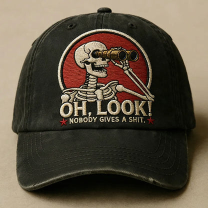 Oh, Look! Nobody Gives A Sh*t" Skeleton Vintage Washed Embroidered Cap