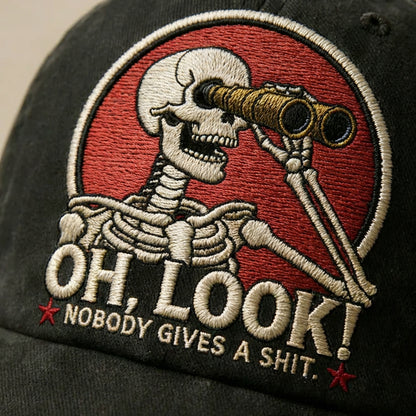 Oh, Look! Nobody Gives A Sh*t" Skeleton Vintage Washed Embroidered Cap