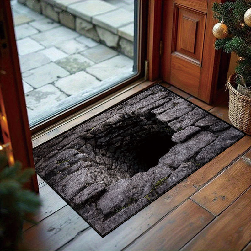 Rocky chasm 3D Halloween illusion doormat