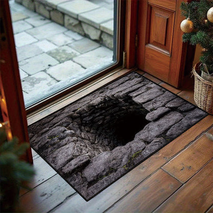 Rocky chasm 3D Halloween illusion doormat
