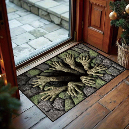 Reaching hands pit 3D Halloween illusion doormat