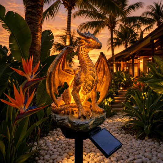 ✨Solar Dragon Garden Statue Light – Golden Ember Fantasy Outdoor Decor