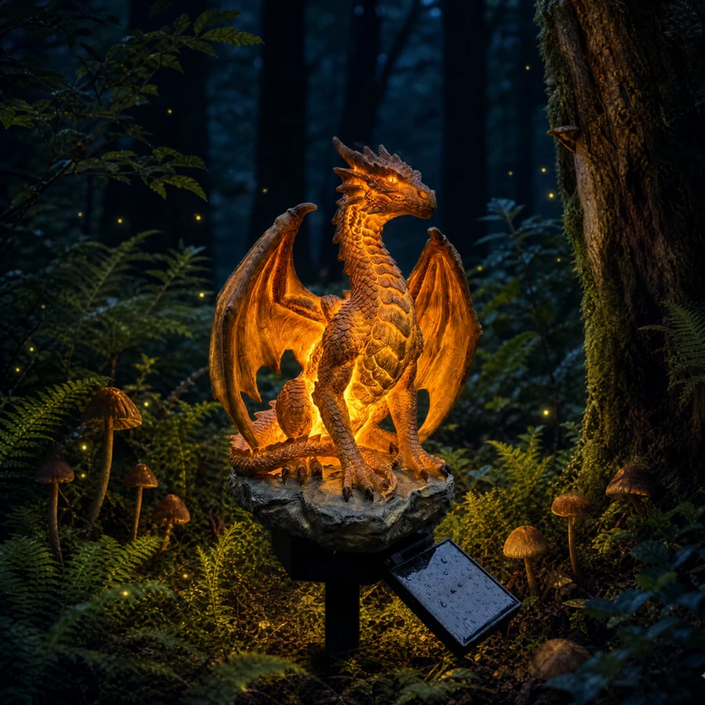 ✨Solar Dragon Garden Statue Light – Golden Ember Fantasy Outdoor Decor