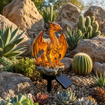 ✨Solar Dragon Garden Statue Light – Golden Ember Fantasy Outdoor Decor