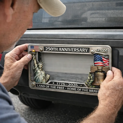 America 250th Anniversary License Plate Frame — Drive with Pride