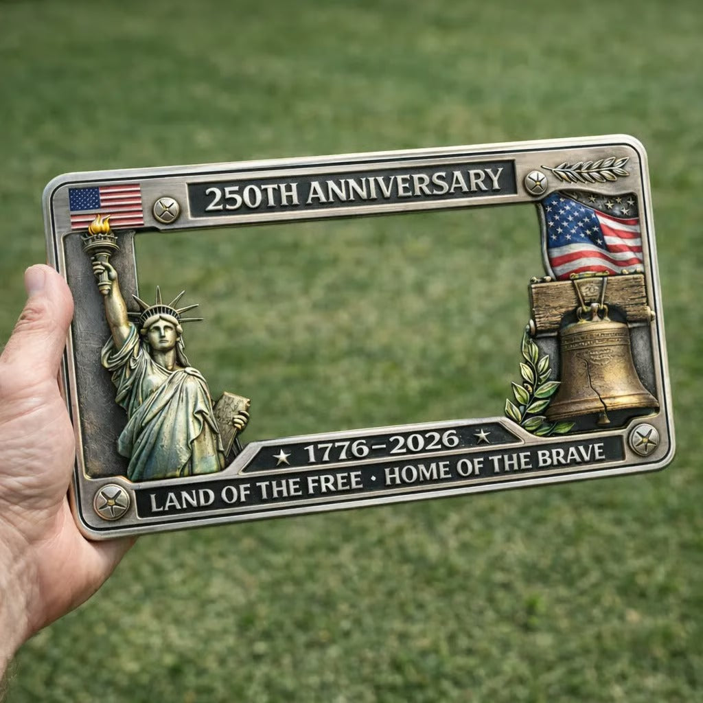 America 250th Anniversary License Plate Frame — Drive with Pride
