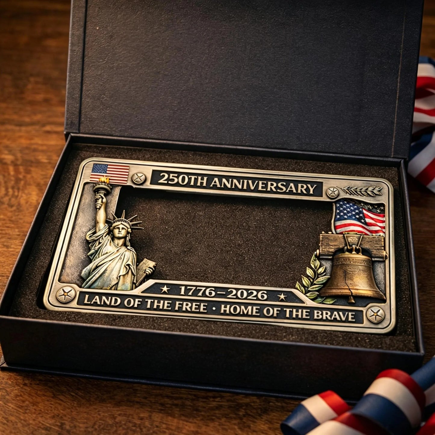 America 250th Anniversary License Plate Frame — Drive with Pride