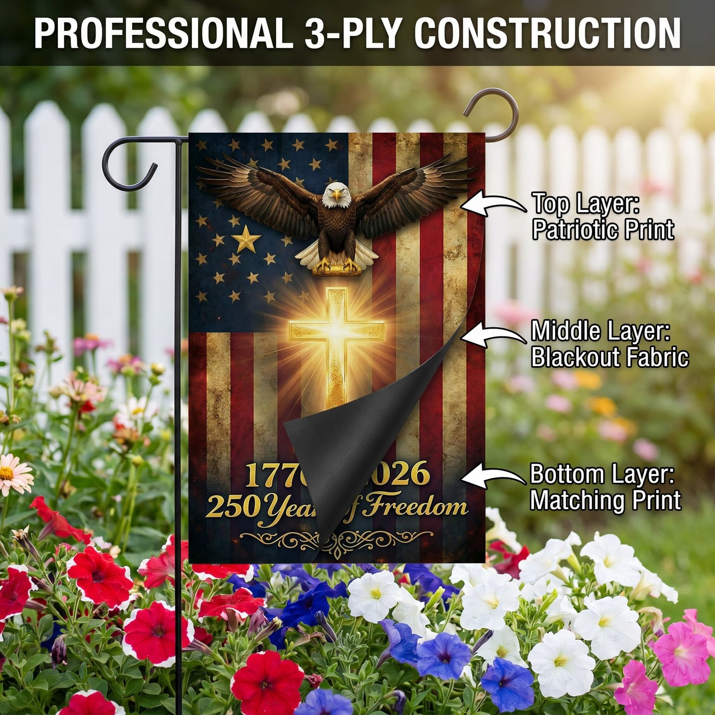 USA 250th Anniversary Faith & Freedom Garden Flag