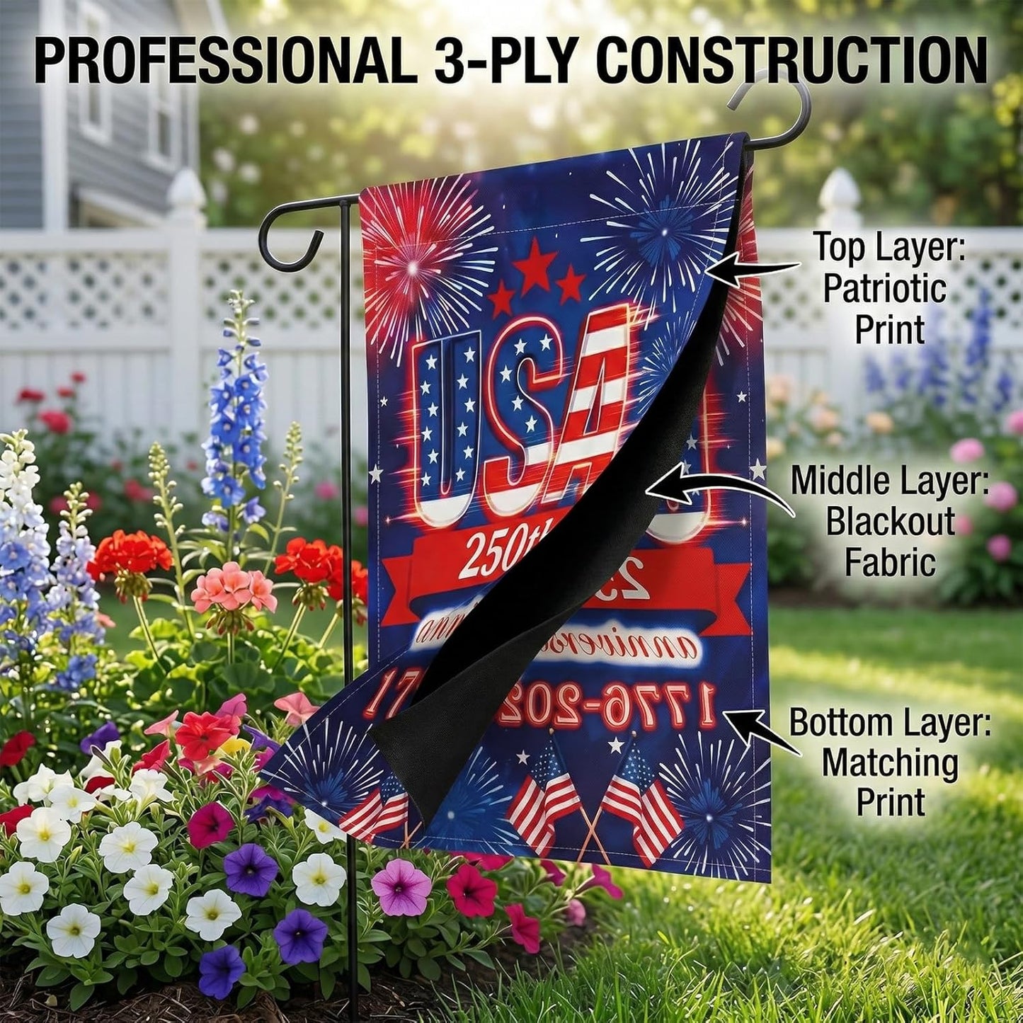USA 250th Anniversary Garden Flag