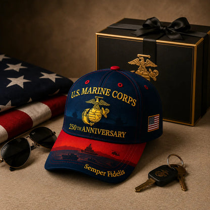 U.S. Marine Corps 250th Anniversary Cap – Embroidered Edition