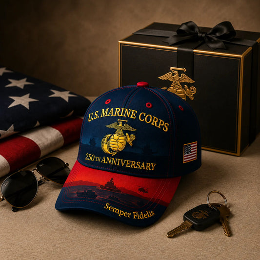 U.S. Marine Corps 250th Anniversary Cap – Embroidered Edition