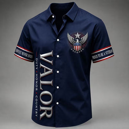 Men's VALOR Veteran Patriotic Button Shirt