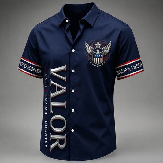 Men's VALOR Veteran Patriotic Button Shirt