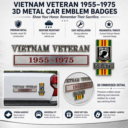 Veteran Service 3D Metal Car Emblem Collection