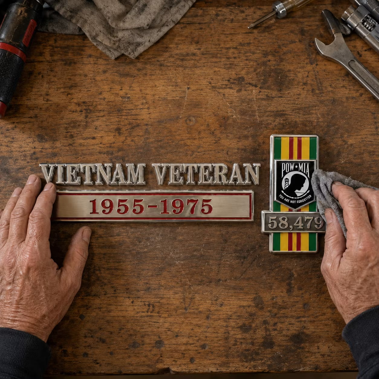 Veteran Service 3D Metal Car Emblem Collection