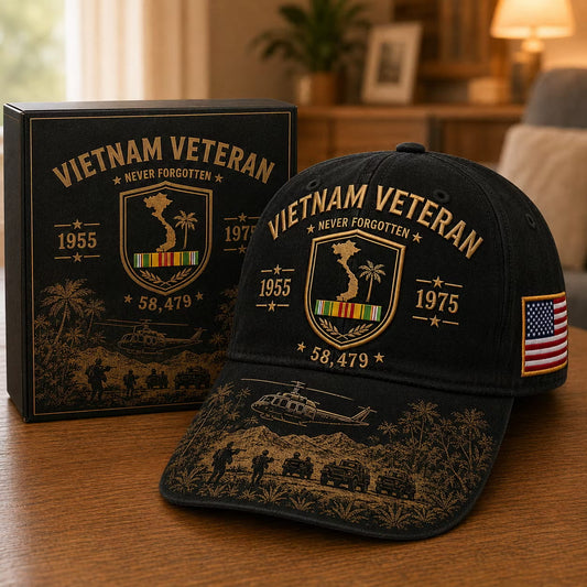 Vietnam Veteran 1955–1975 Memorial Embroidered Cap