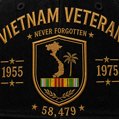 Vietnam Veteran 1955–1975 Memorial Embroidered Cap