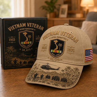Vietnam Veteran 1955–1975 Memorial Embroidered Cap