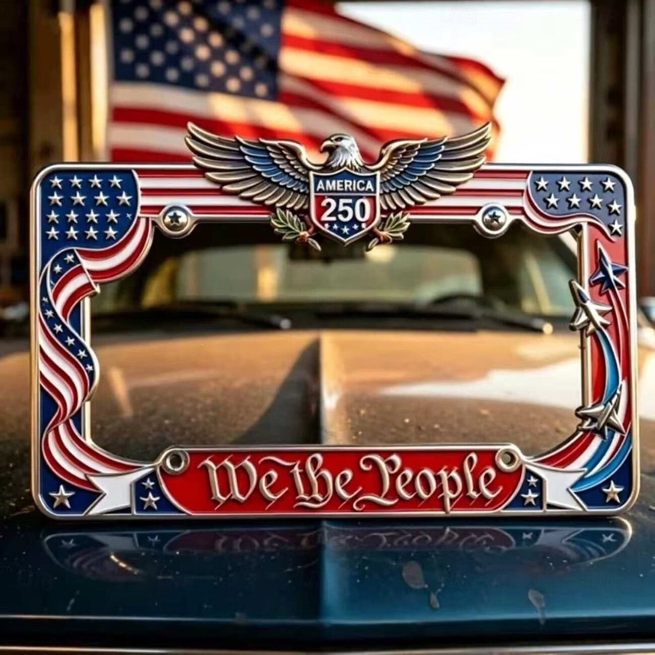 America 250th Anniversary License Plate Frame — Drive with Pride