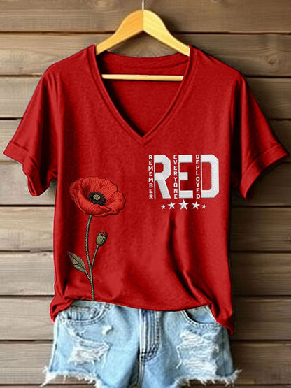 Women's Red Friday Inspired V-Neck T-Shirt