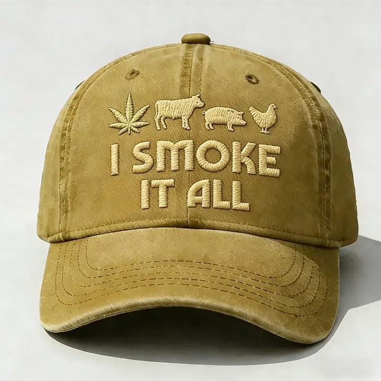 "I Smoke It All" Vintage Dad Hat - Embroidered Edition