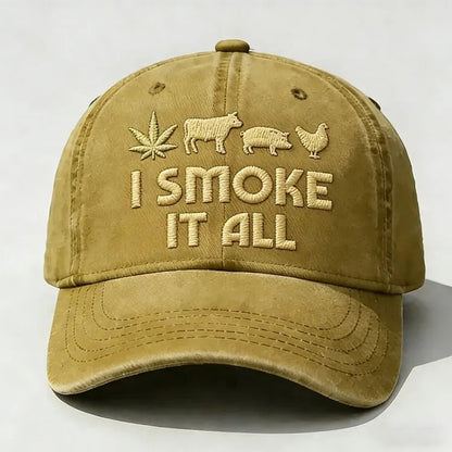 "I Smoke It All" Vintage Dad Hat - Embroidered Edition