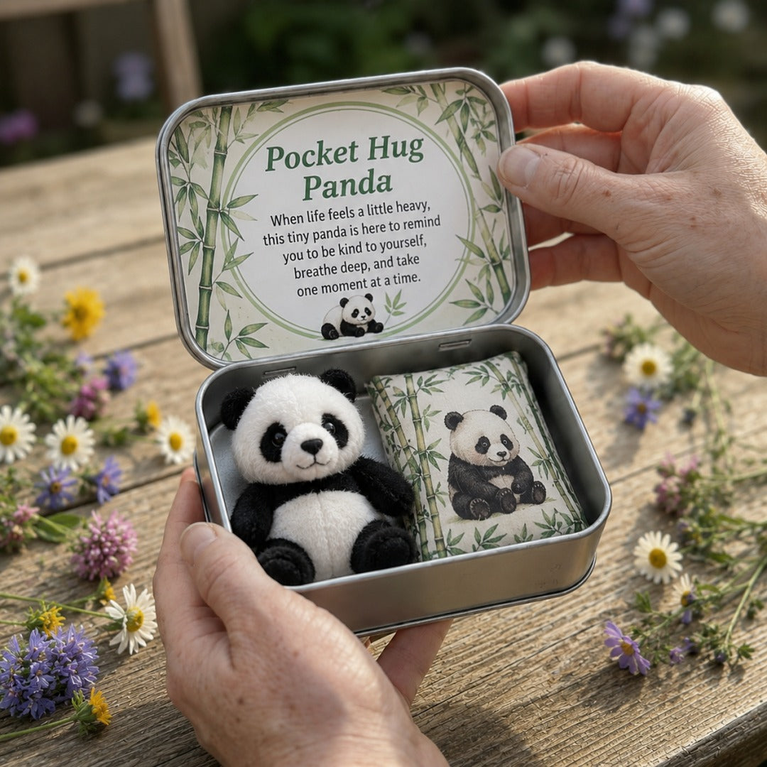 Pocket Hug Plush Keepsake Tin – Panda mini plush in tin