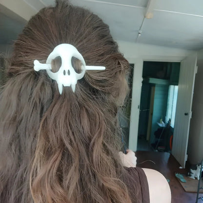 Skull hair clip half updo