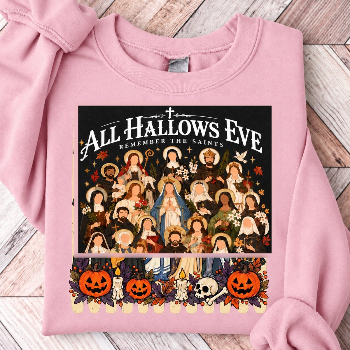 Remember the Saints Gothic All Hallows Eve Sweatshirt - Light Pink