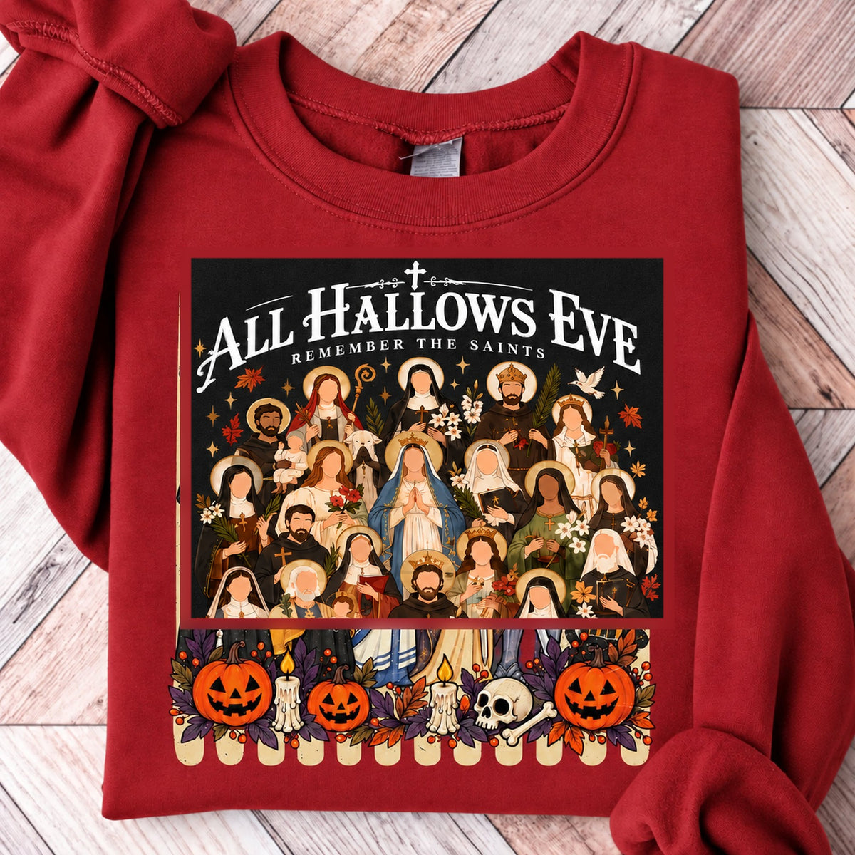 Remember the Saints Gothic All Hallows Eve Sweatshirt - Red