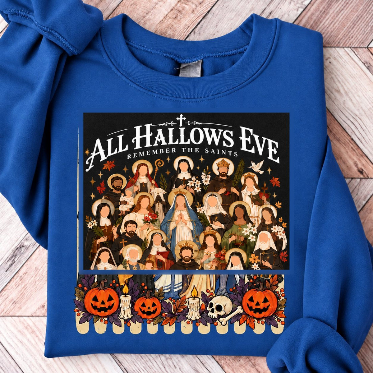 Remember the Saints Gothic All Hallows Eve Sweatshirt - Royal